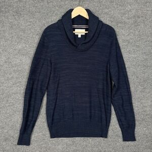 Sun+Stone Mens Size Small Sweater Blue Cotton Shawl Collar Pullover Long Sleeve